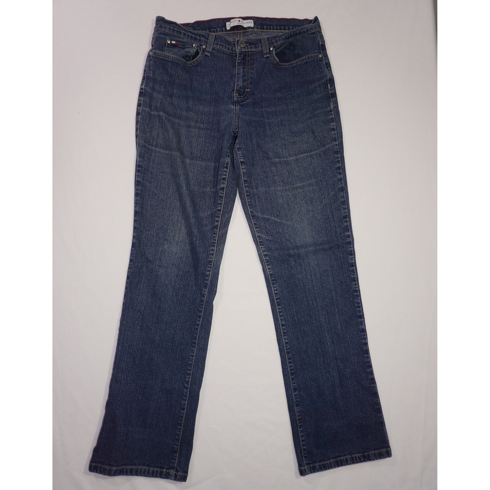 Tommy Hilfiger 33x31 Blue Denim Bootcut Jeans Classic Flag Logo